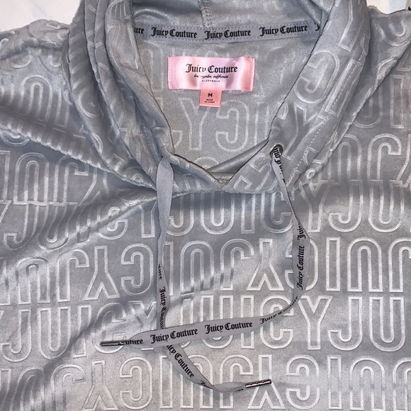 NEW!Juicy Couture Womens Velour Long Sleeve Cropped Lightweight Hoodie Pull over - Picture 7 of 8